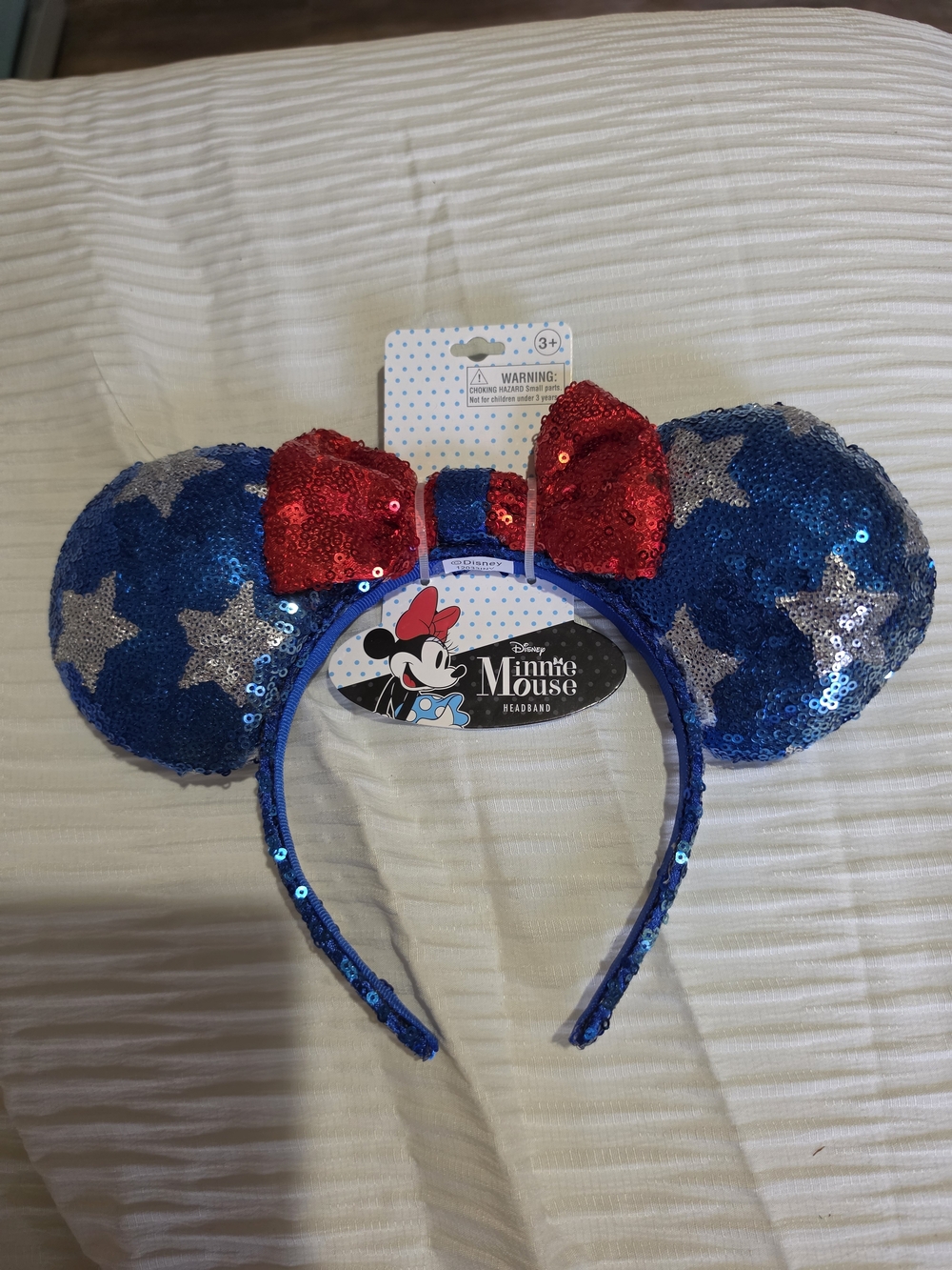 Disney Minnie Mouse Patriotic Sequin Ear Headband - Blue & Red